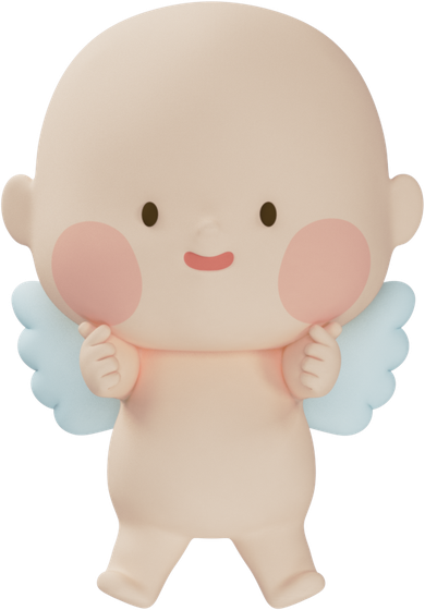 두 손을 볼에 댄 베이비빌리 캐릭터