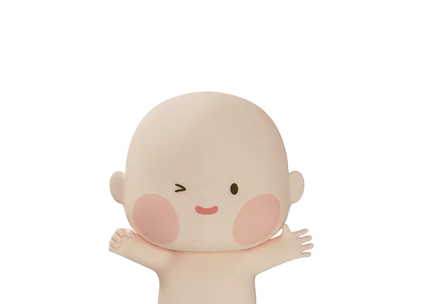 윙크하며 두 팔 벌려 반기는 베이비빌리 마스코트 빌리