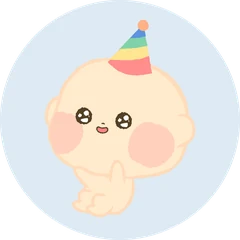 생일 고깔모자를 쓴 아기 일러스트