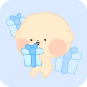 선물 상자를 안고 있는 아기 일러스트