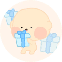 선물 상자를 안고 있는 아기 일러스트