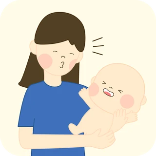 우는 아기를 안고 달래는 엄마 일러스트