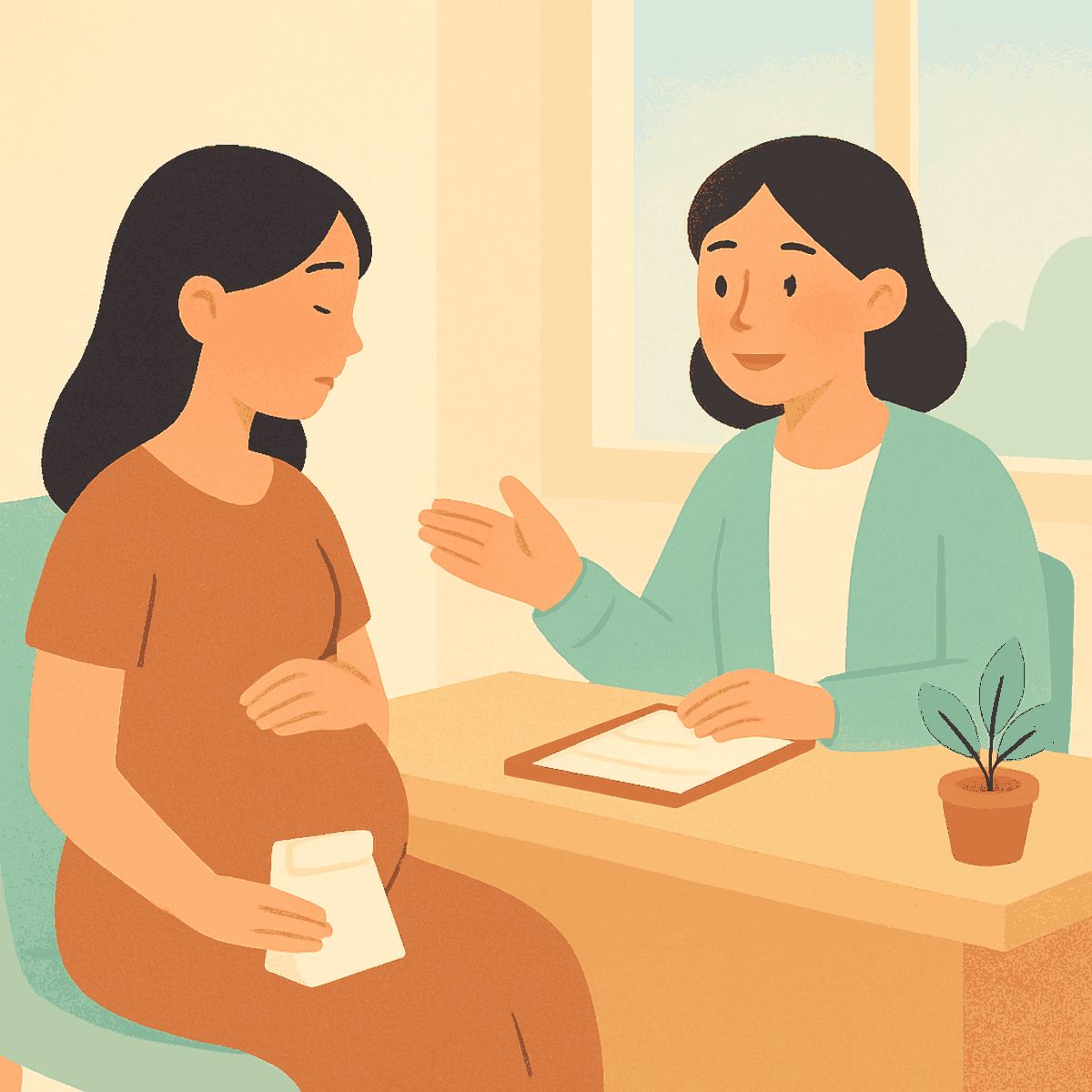 유산방지주사 프로게스테론 비용 임신 초기 프로게스테론 처방 비용과 보험 - 진료실 상담 장면 일러스트
